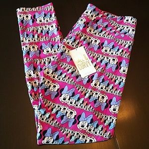 Disney Minnie Mouse Pink Tall Curvy Leggings NEW